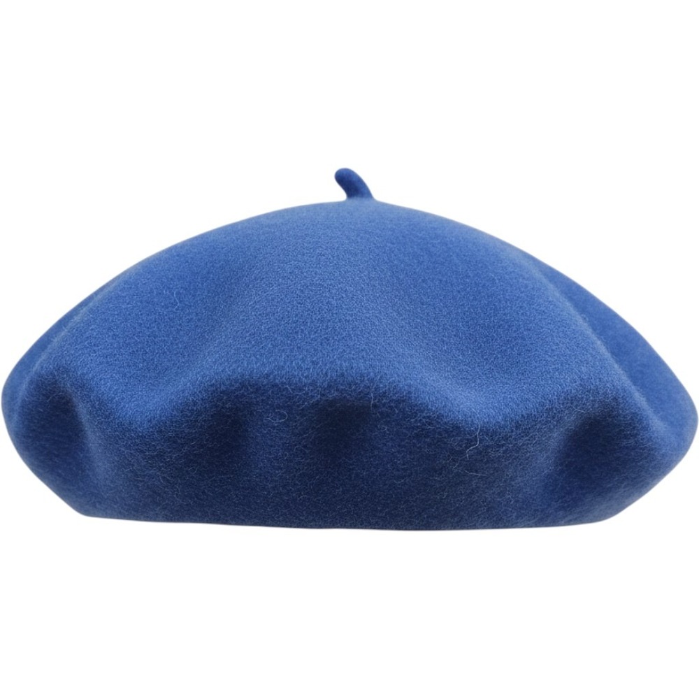 Royal Blue Wool Blend Beret Classic French Style Artist Hat One Size Womens